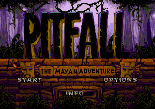 Pitfall Mayan Adventure title screen for Sega Genesis